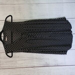 Ember black and white semi sheer polka dot layering top size large